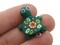 4 Green Turtles with Flowers on the Shell Turtle Charms Tortoise Links